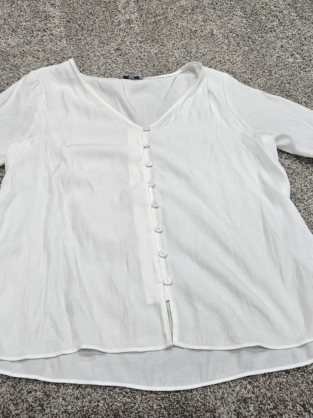Naked Zebra White Button-Front V-Neck Blouse